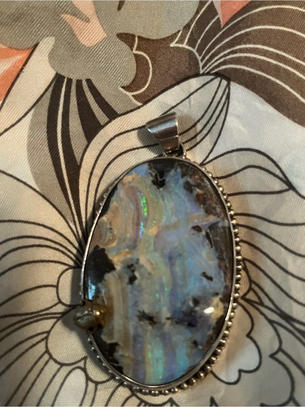 Stephen Dweck 1 of a kind Iridescent Blue and Green Opal Pendant